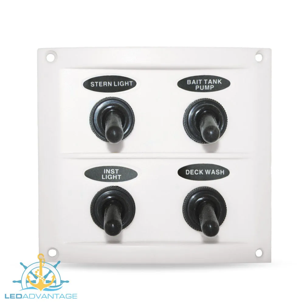 12v/24v Splashproof White 4 Gang Switch Panel