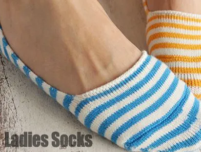 3 Pairs Of Ladies Candy Stripes Invisible Socks