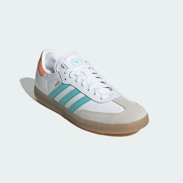 Adidas Men's Samba Inter Miami CF Indoor Soccer Shoes - White / Easy Mint / Gum