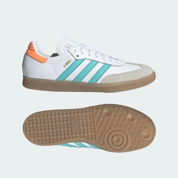 Adidas Men's Samba Inter Miami CF Indoor Soccer Shoes - White / Easy Mint / Gum