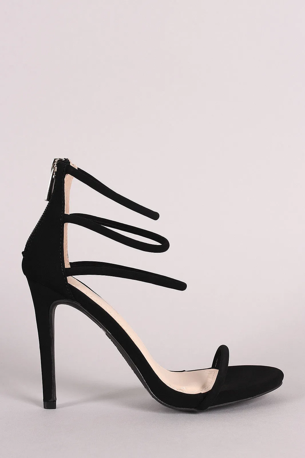 Anne Michelle Nubuck Triple Ankle Strap Single Sole Heel