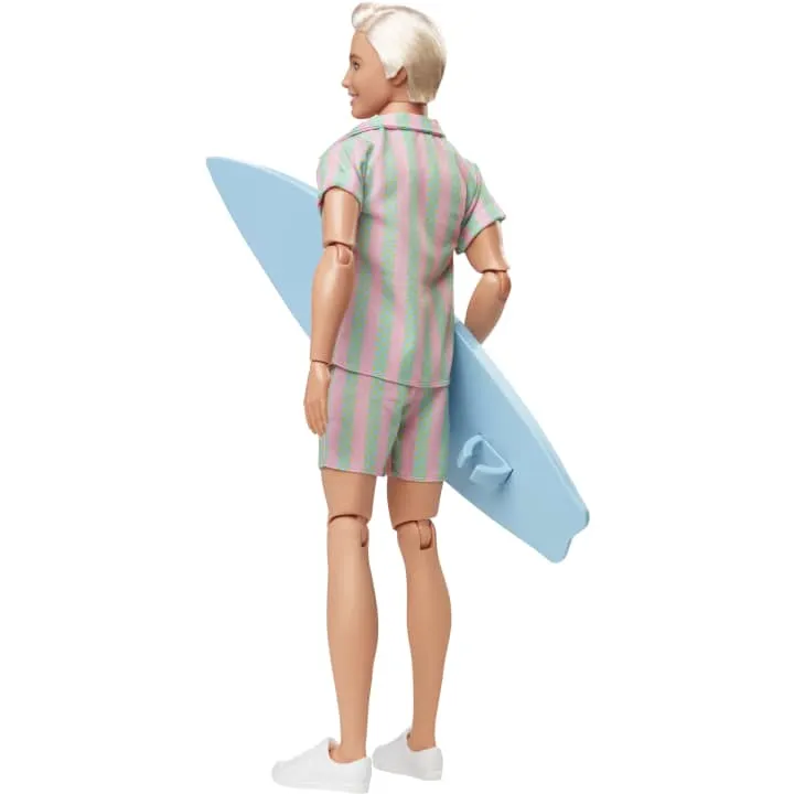 Barbie The Movie Ken Doll In Pastel Striped Beach Matching Set