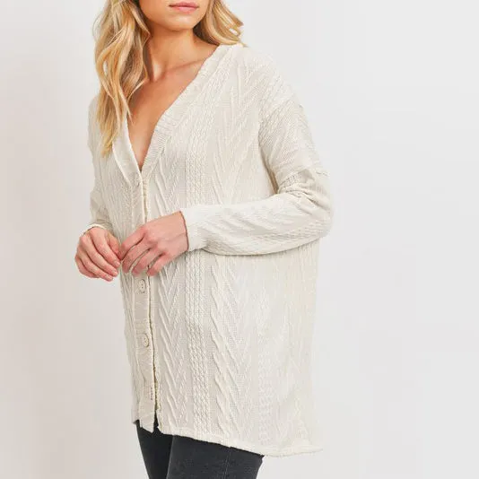 Cable Knit Button Down Cardigan