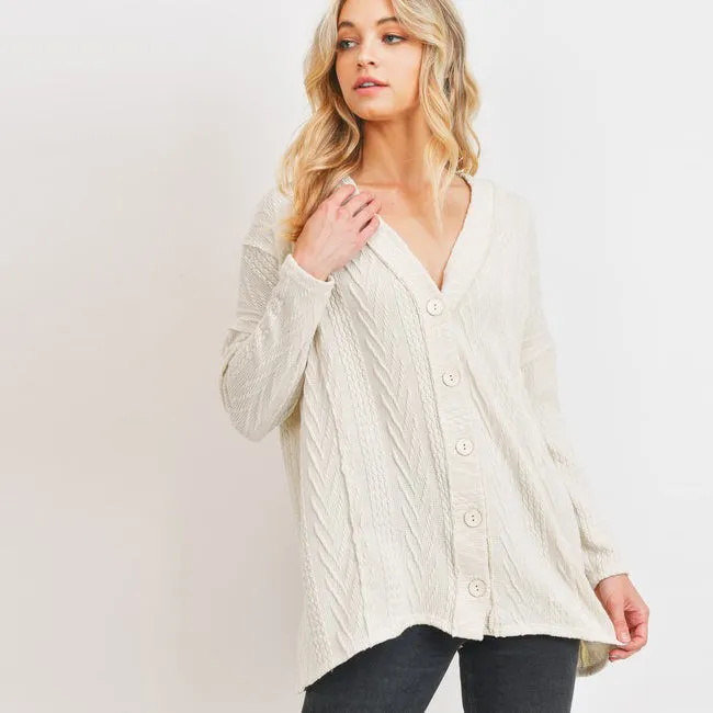 Cable Knit Button Down Cardigan