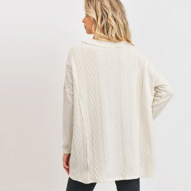 Cable Knit Button Down Cardigan