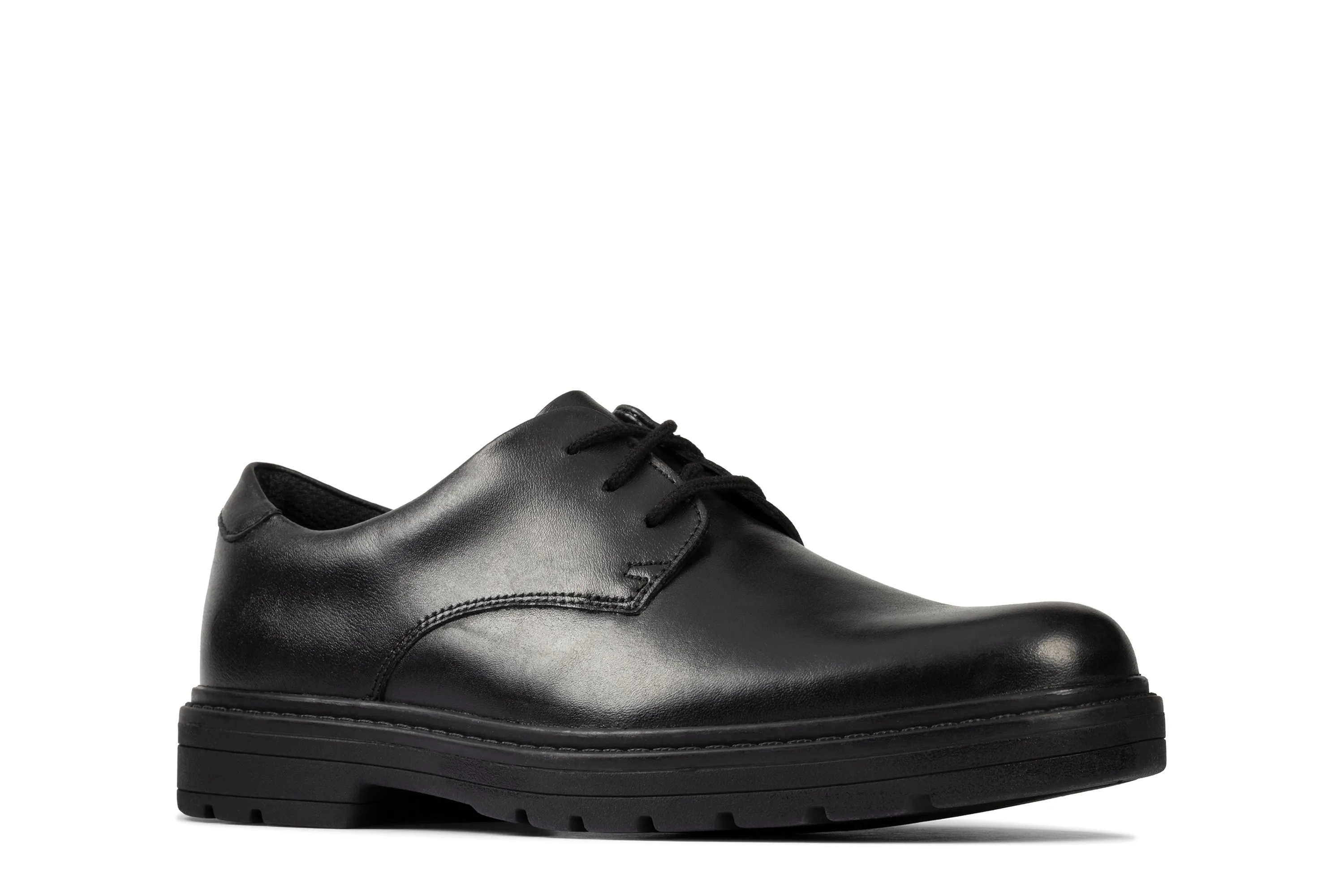 Clarks Loxham Derby Boys Black School Shoe