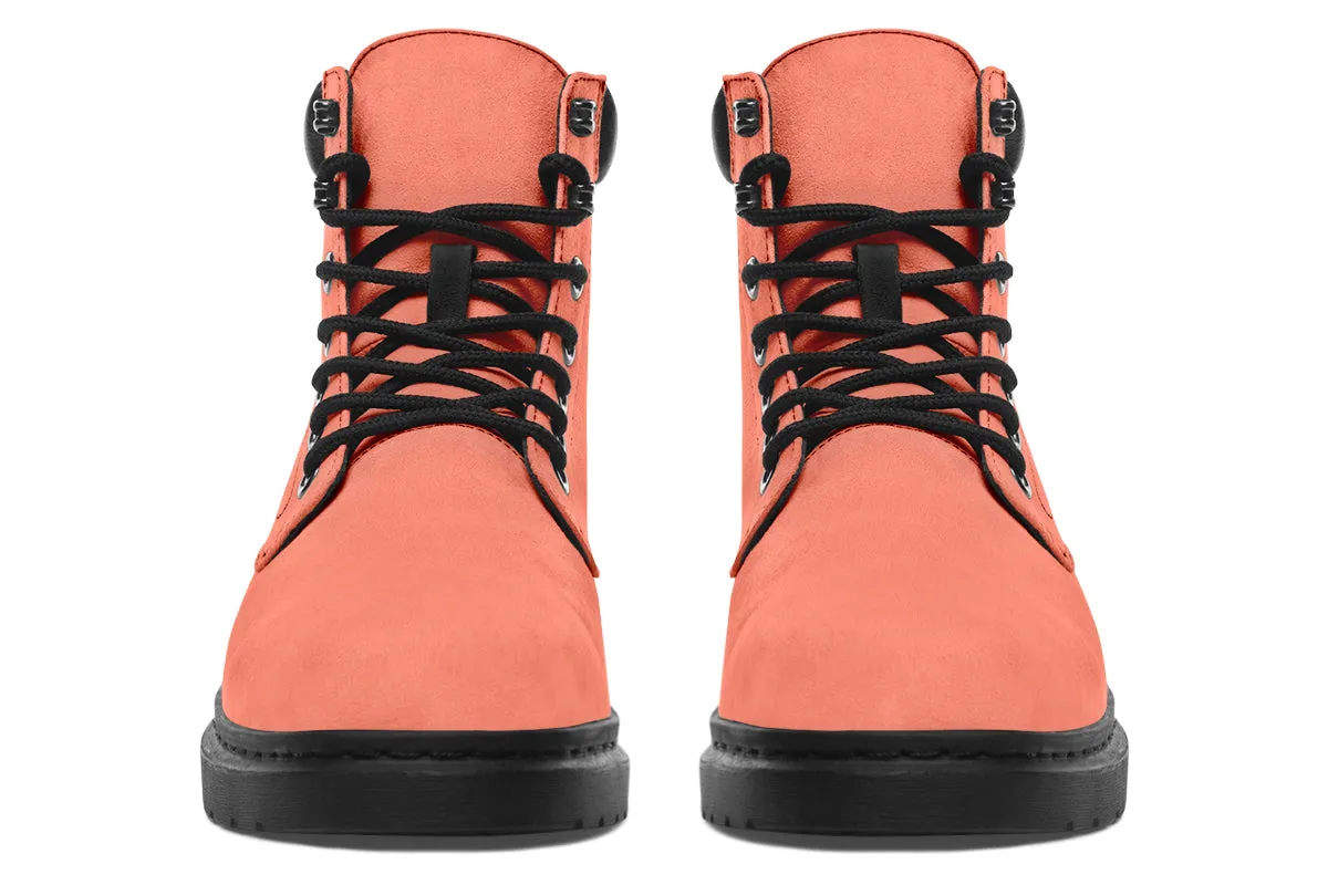 Coral Blush Classic Boots - High Quality Micro-Suede Weatherproof Vegan Shoes with Stitched on Soles