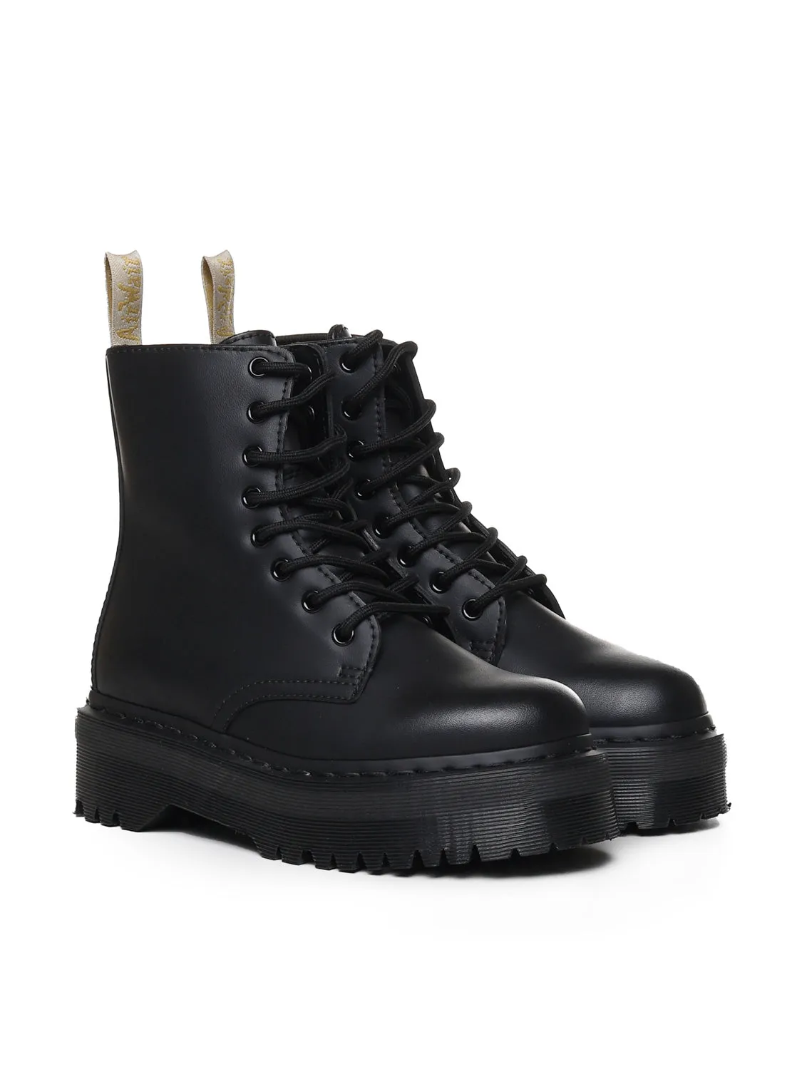 Eco-Leather Black Platform Zip Boots