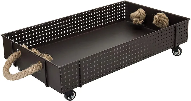 Industrial Brown Metal Rolling Shoe and Boot Cart Rack