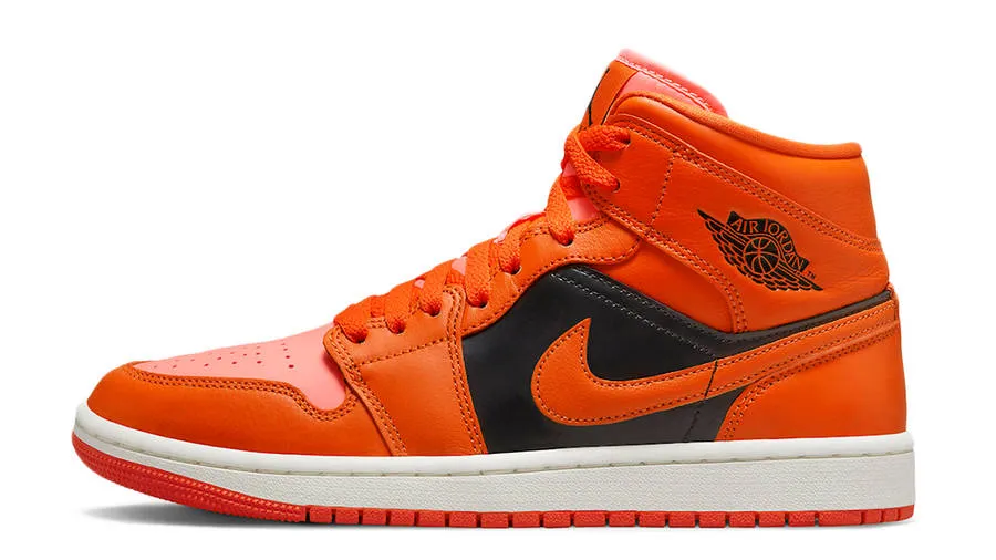 JORDAN 1 MID ORANGE BLACK (W)