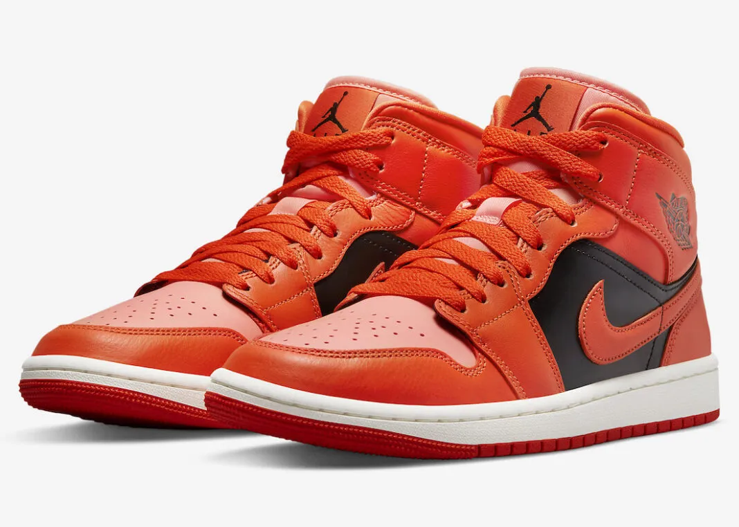 JORDAN 1 MID ORANGE BLACK (W)