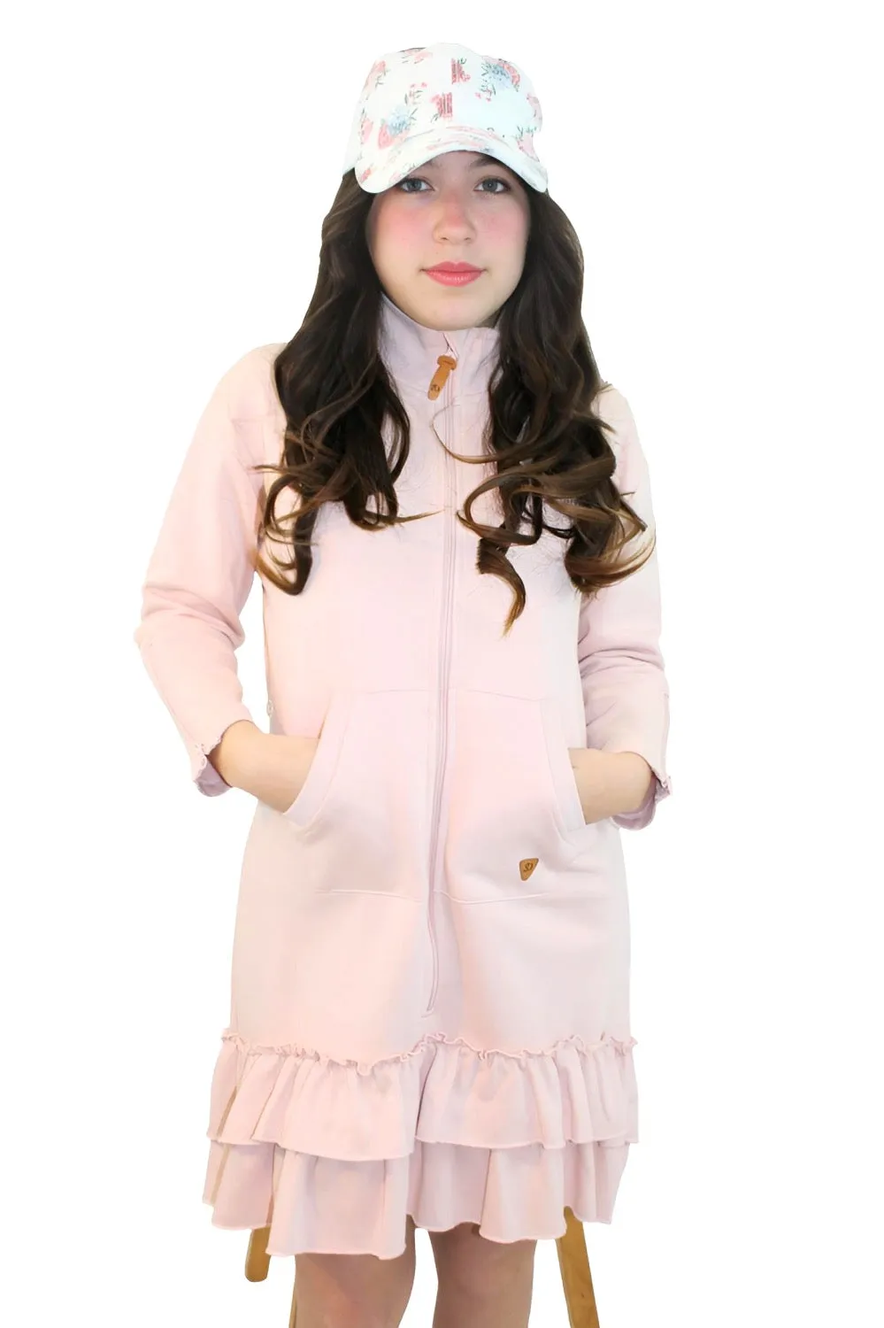 Kids Adaptive Dolman Sweatshirt Dress with Zipper & Cargo Pocket