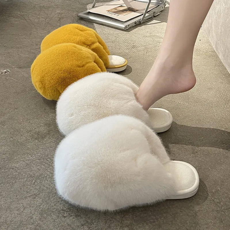 Ladies Slippers Autumn Winter Plush Warm Slippers Shoes for Indoor Outdoor