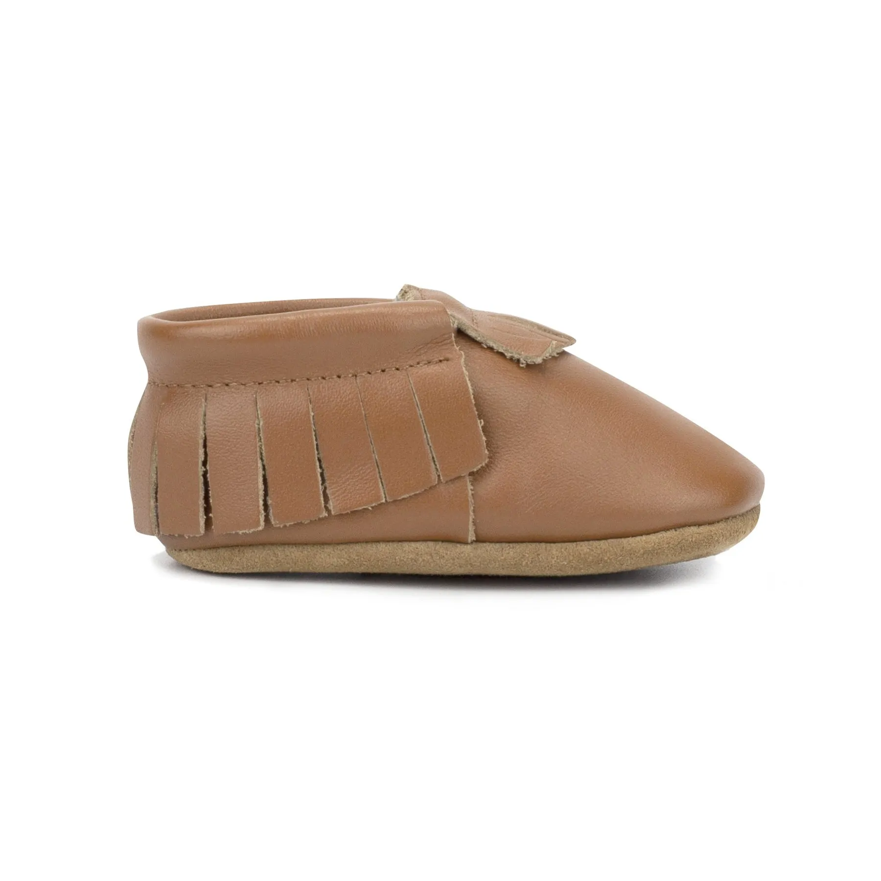 Leather Fringe Moccasins - Chestnut