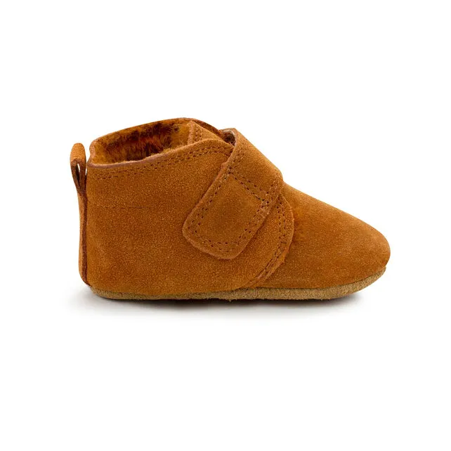 Leather Furry Lined Baby Shoe - Pecan