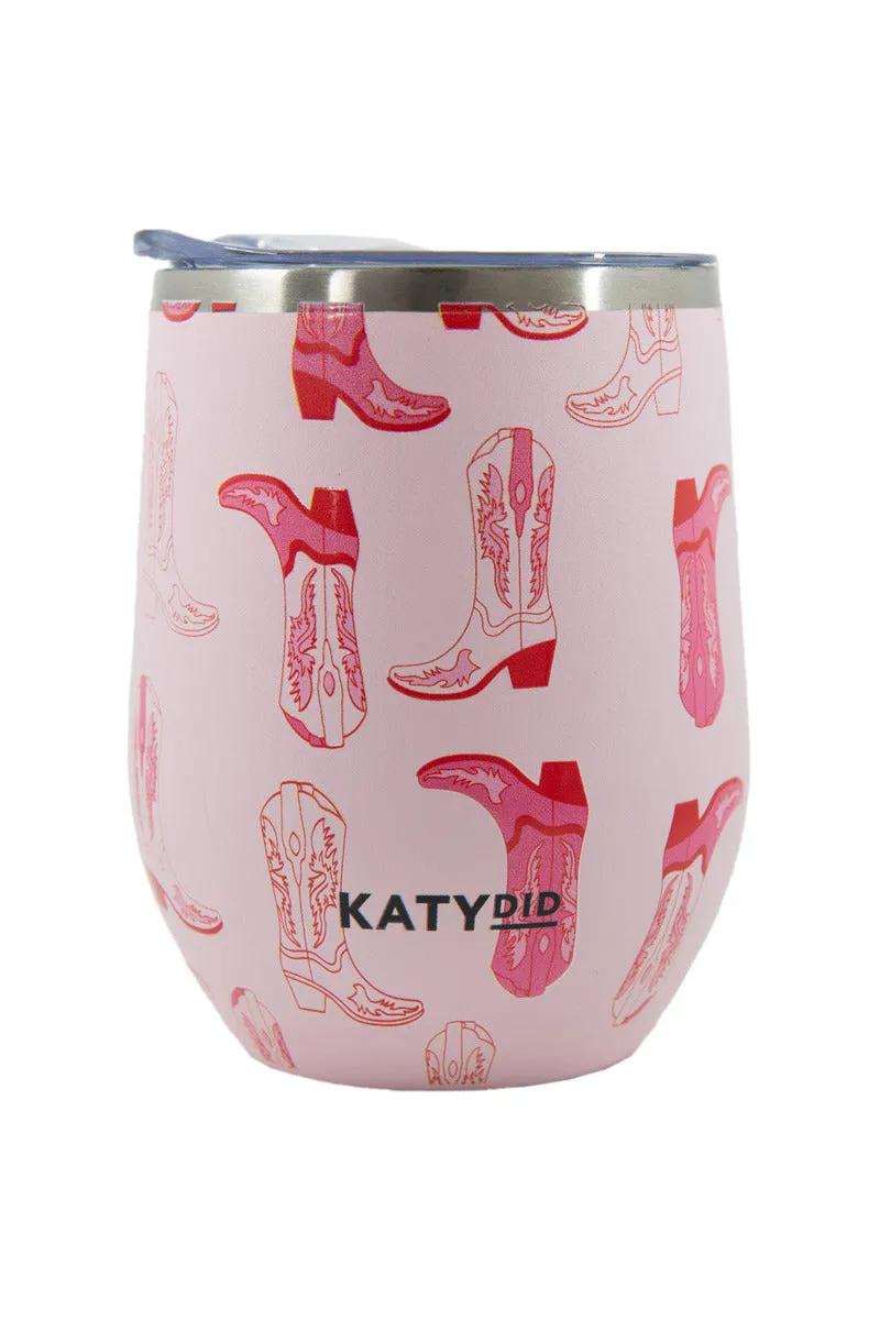 Light Pink Western Boots 12 Oz WINE TUMBLER Cup