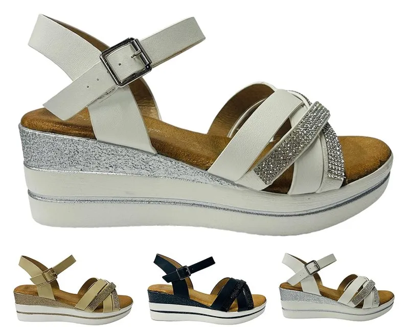 Lightweight Padded Ankle Strap Wedge Sandals