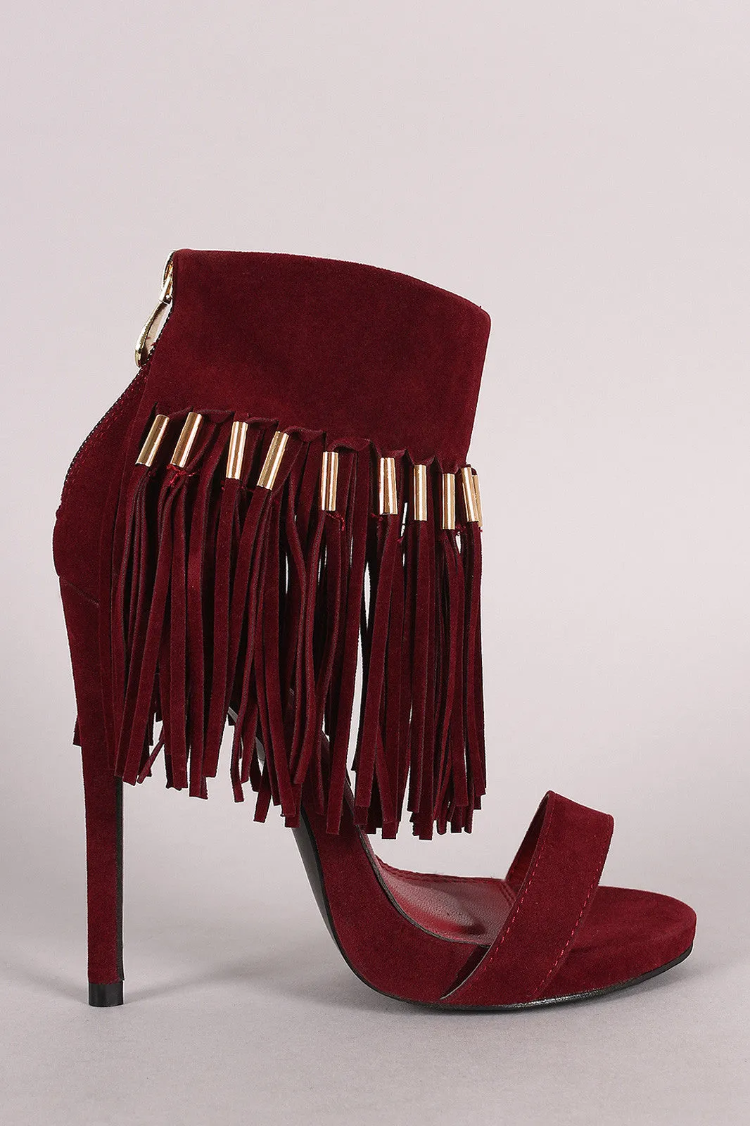 Liliana Suede Tassel Ankle Cuff Stiletto Heel