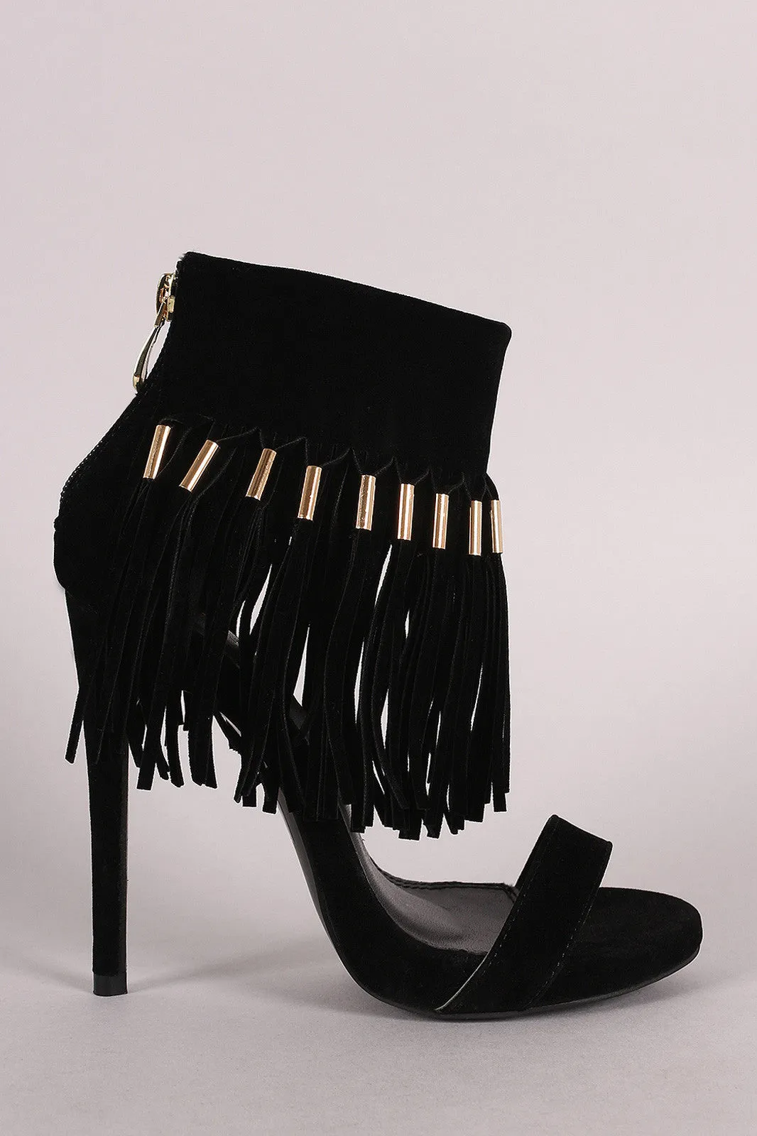 Liliana Suede Tassel Ankle Cuff Stiletto Heel