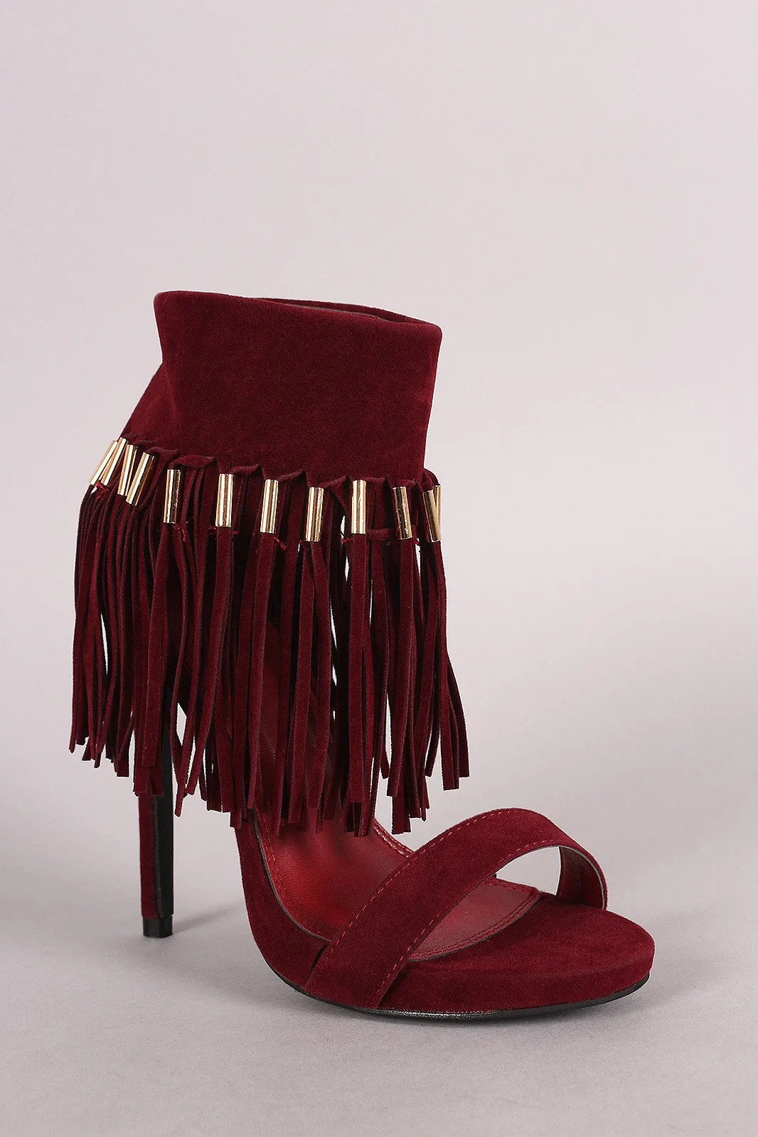 Liliana Suede Tassel Ankle Cuff Stiletto Heel