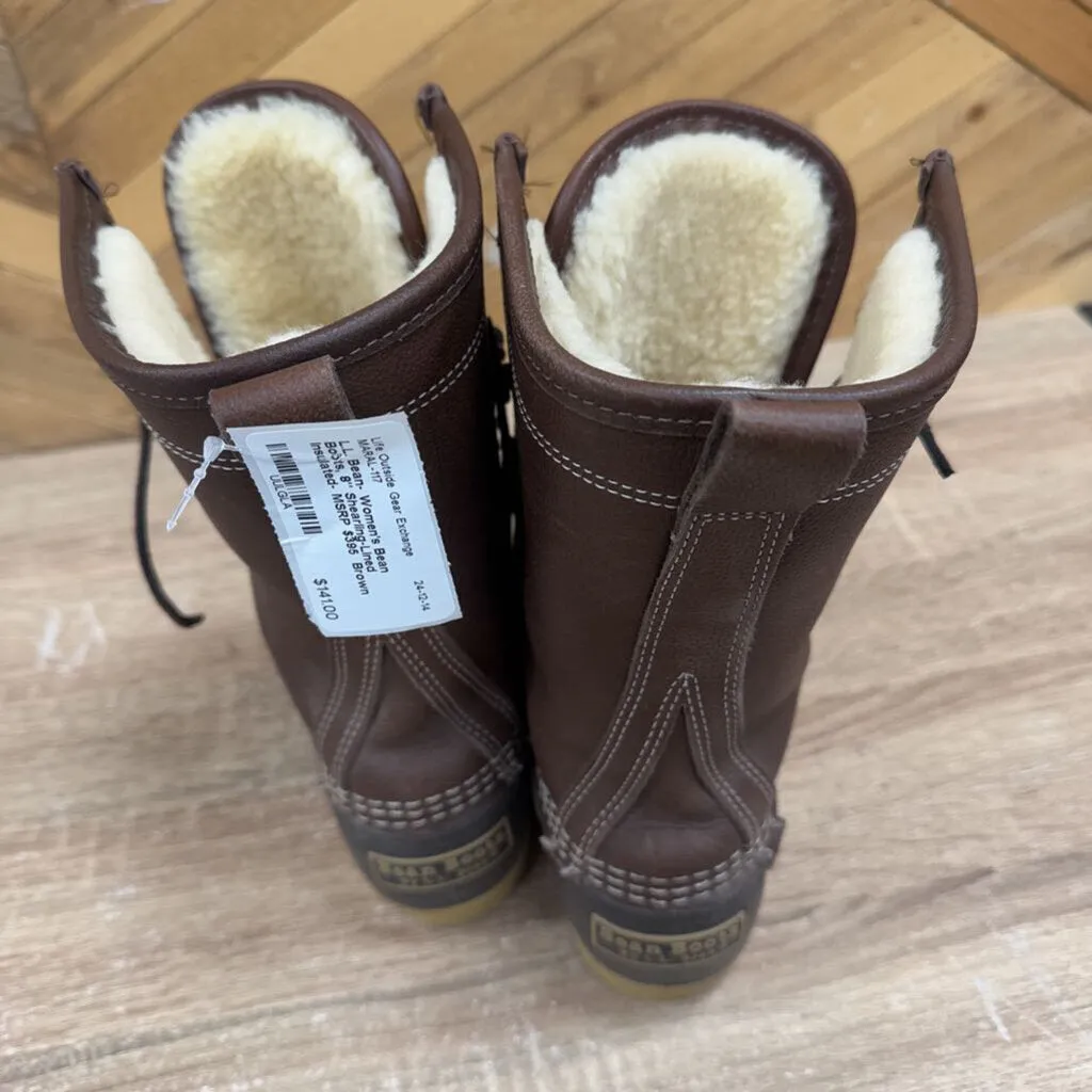 L.L. Bean- Women's Bean Boots, 8" Shearling-Lined Insulated- MSRP $395 : Brown -women-11