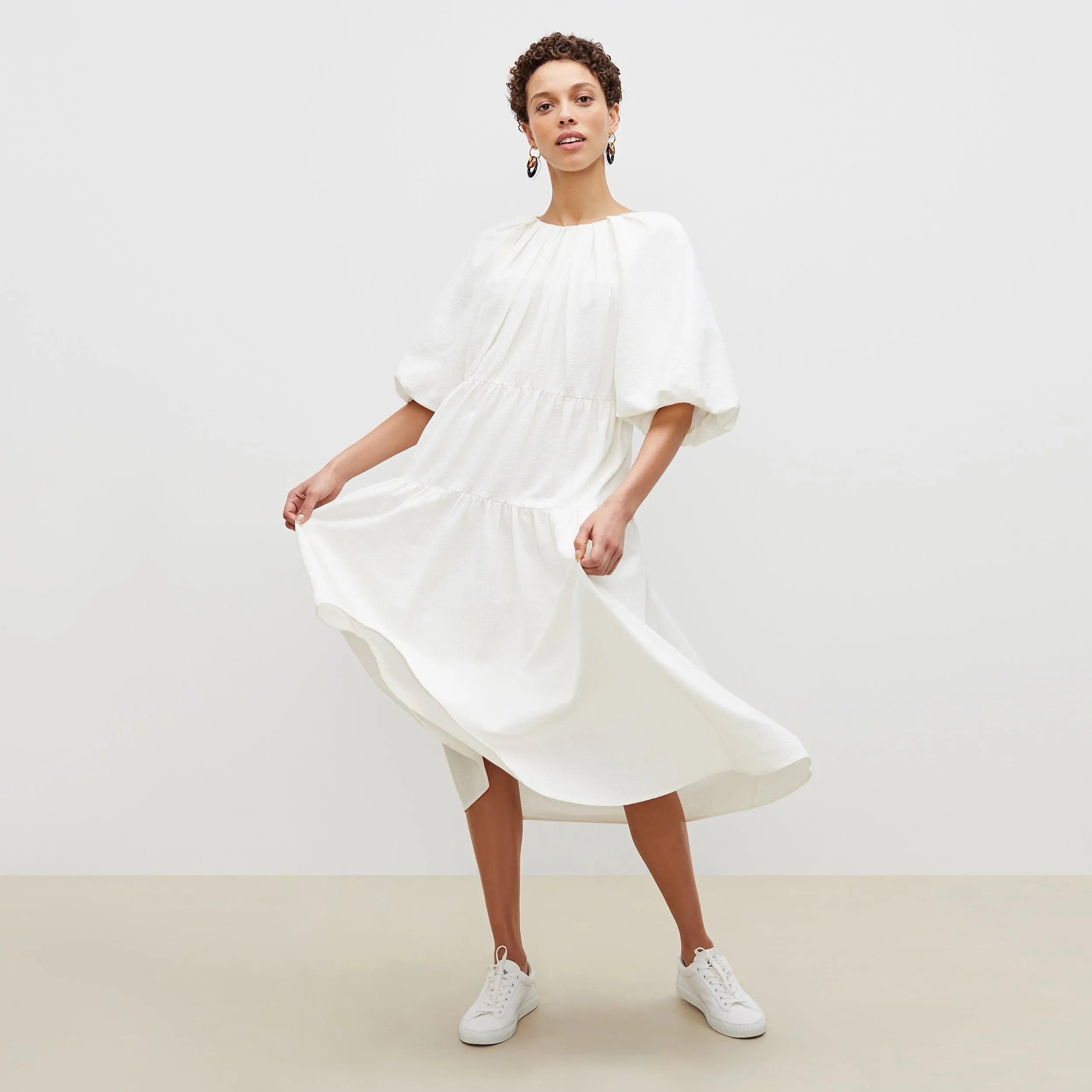 Medina Dress - Textured Voile :: Porcelain