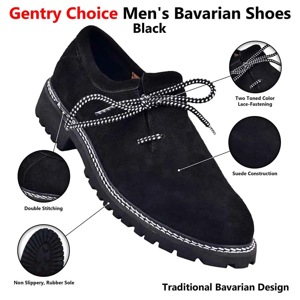 Men's Suede Bavarian Leather Shoes Black