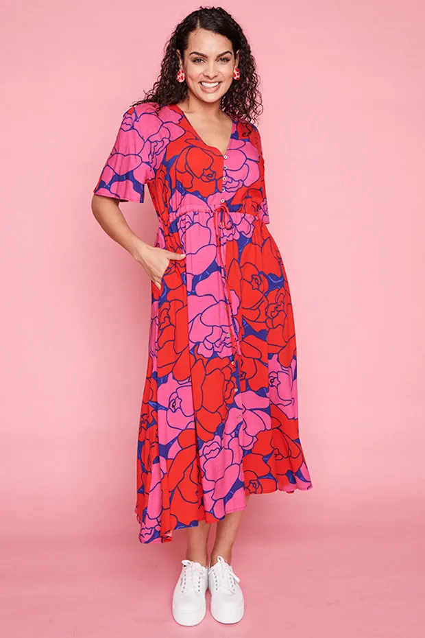 Michelle Pink Peonies Dress