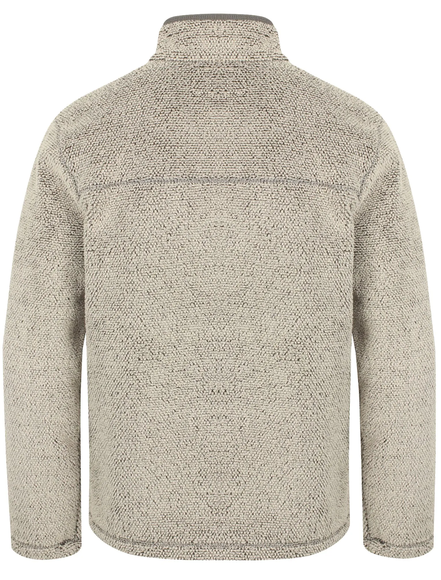 Micro Soft Jacquard Fleece Lined Bonded Pullover with Half Zip In Cream / Castlerock - Kensington Eastside