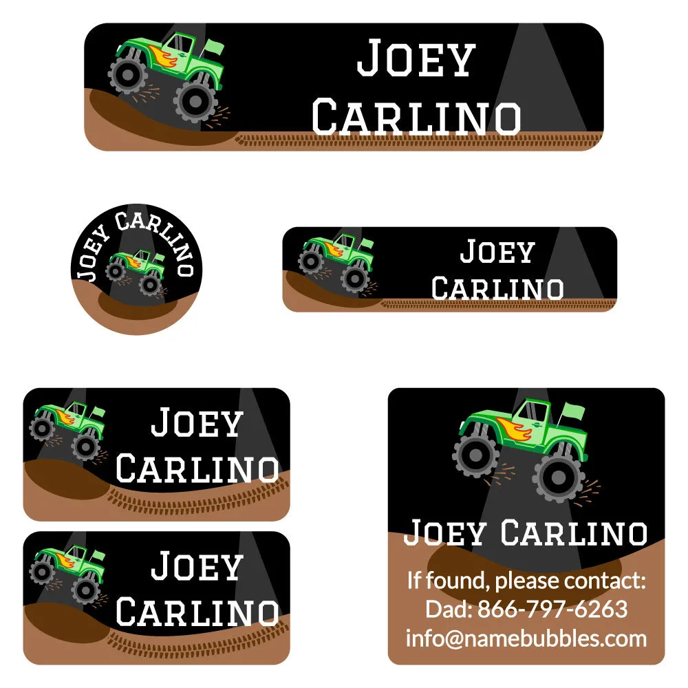 Monster Truck Camp Labels Pack