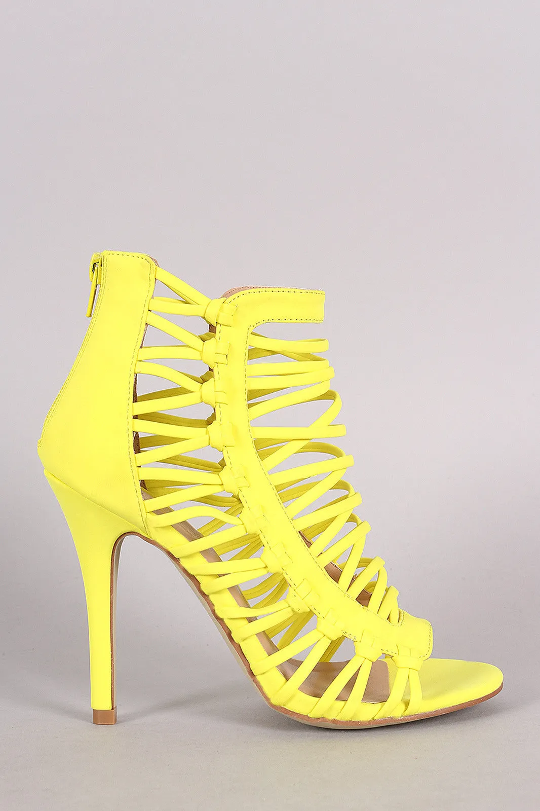 Nubuck Strappy Knotted Stiletto Heel