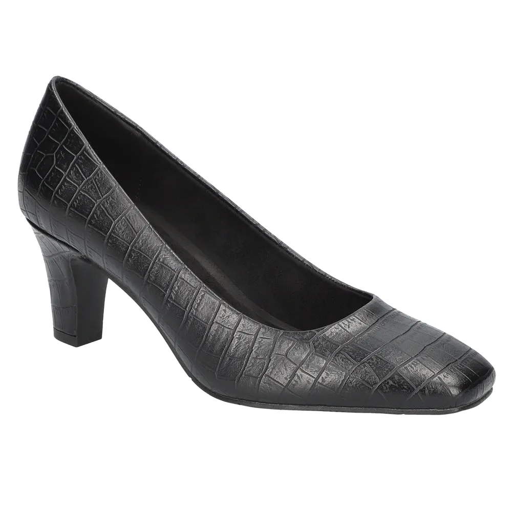 Poet Croc Embossed Square Toe Pumps