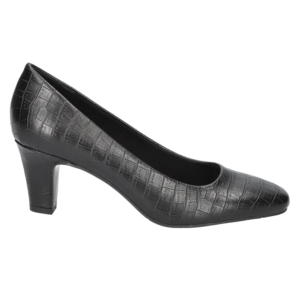 Poet Croc Embossed Square Toe Pumps