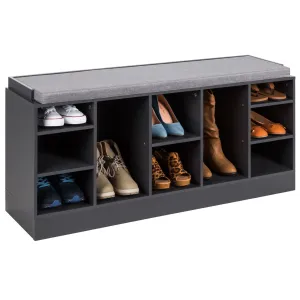 Shoe Storage Rack Bench w/ Padded Seat, 10 Cubbies - 46in