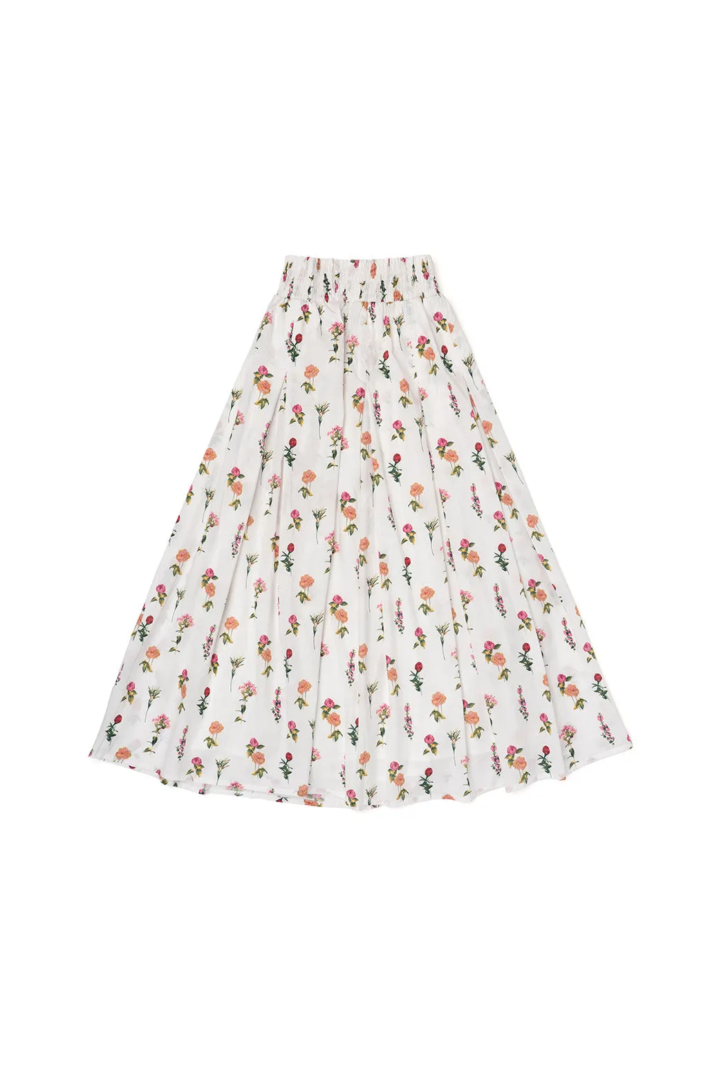 Smocked Waist MIDI Skirt - Bouquet