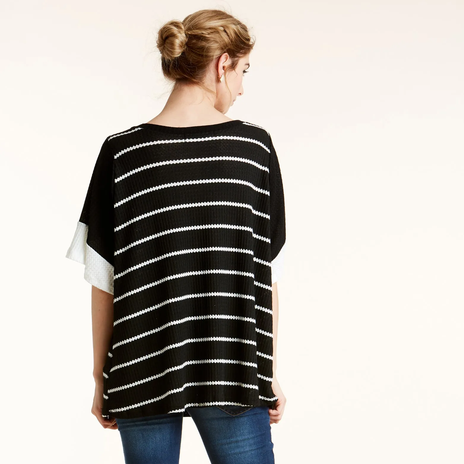 Waffle Knit Contrast Top