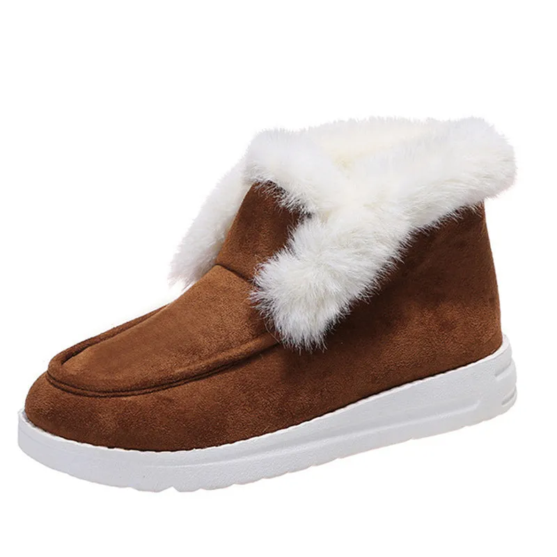 Women's Ankle Boots Winter Solid Color Warm Suede Plush Snow Boots