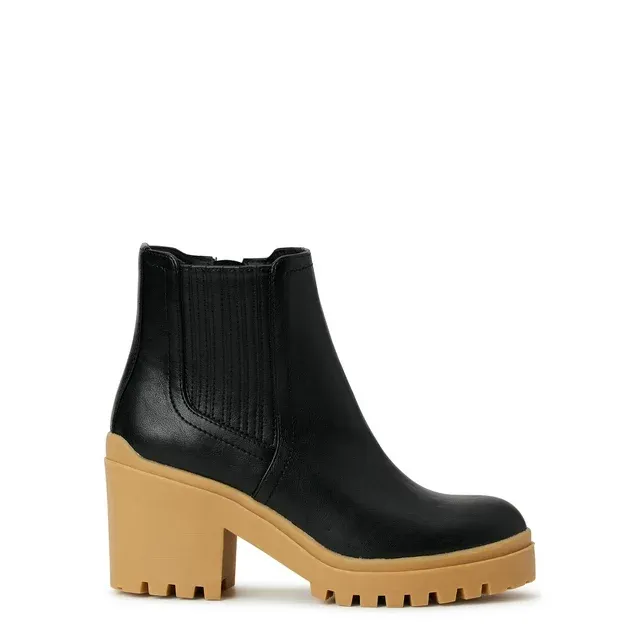 Women's Block Heel Lug Sole Chelsea Boots